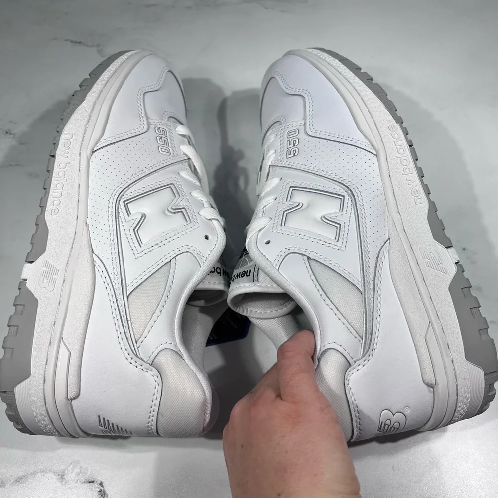 New Balance 550 White Grey Leather Low Sneakers